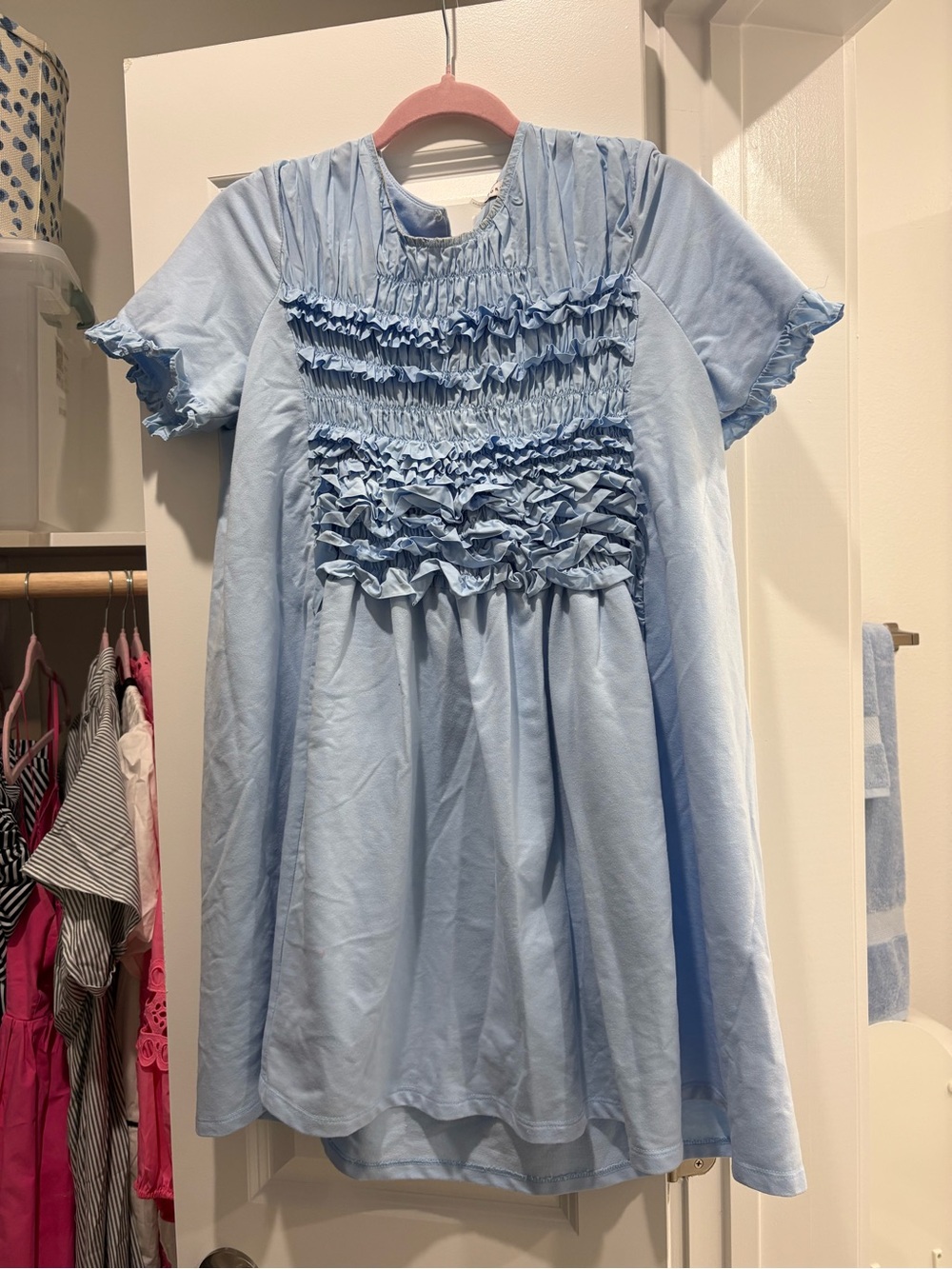 English Factory Light Blue Ruffle Smocked Women’s Dress